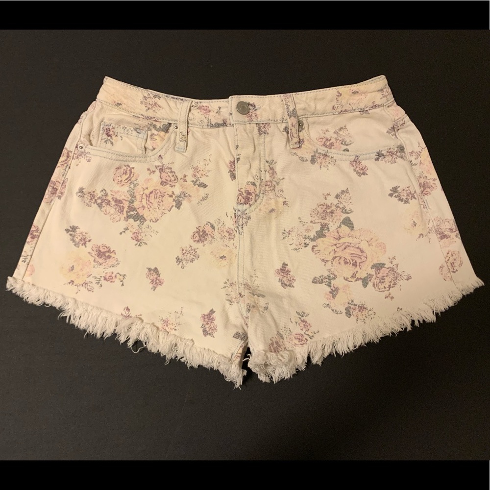 Floral denim shorts
